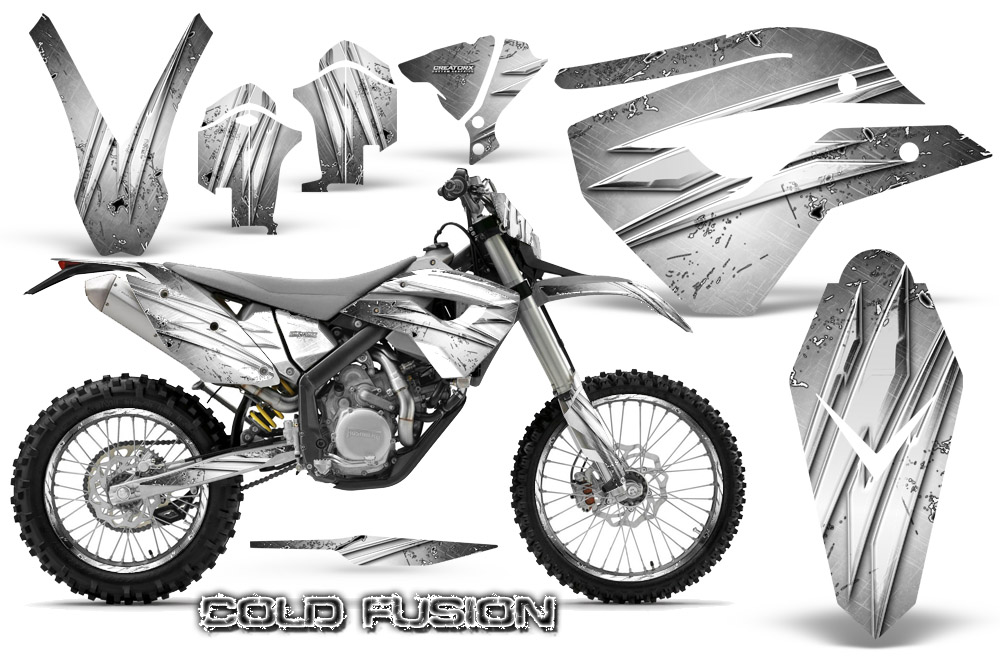 Husaberg FE570 Enduro 2010 Graphics Kit Cold Fusion White NP Rims